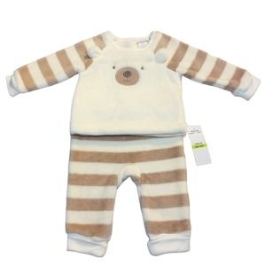 Absorba striped fleece teddy bear two-piece set